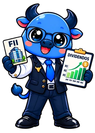 Mascote touro do Investidor Invest: FIIs de shoppings