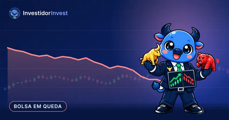 Ilustração: bolsa em queda — Ibovespa tem maior queda desde 2022 em outubro, com 26 ações caindo mais de 20%